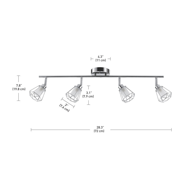 28.3'' 4 -Light Fixed Track Track Kit with Dimmable and Adjustable Head