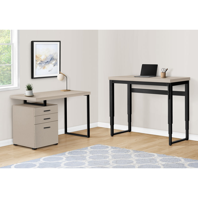 Bureau d'ordinateur, bureau personnel, debout, réglable, travail, ordinateur portable, métal, stratifié, Taupe / Noir