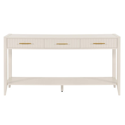 60-Inch Painted Console Table with 3 Drawers and Storage Shelf, Ideal for Entryway, Hallway, and Living Room