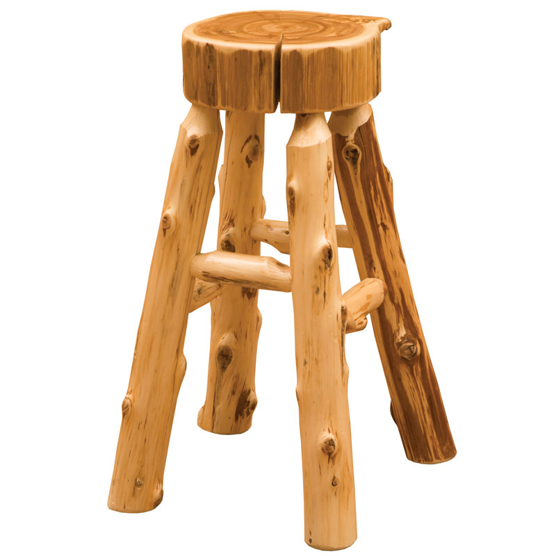 Tabouret de comptoir Fireside Lodge Cedar Log Slab - Repose-pieds Tenon - Naturel