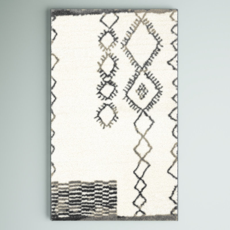 Tapis gris / ivoire Kaylee Sahara Boho, L 27 po x L 45 po