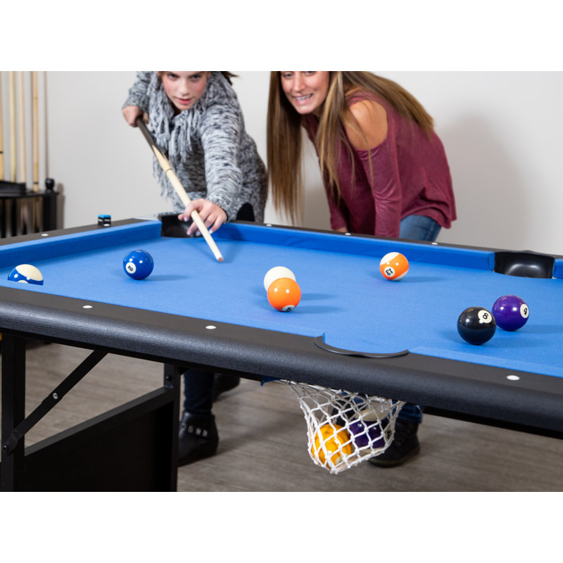  Hathaway Fairmont 6 Ft Portable Pool Table, Adult Folding Billiards Table for Game Room with Easy Foldable Storage, Includes Billiard Balls, Cues, Chalk & Brush