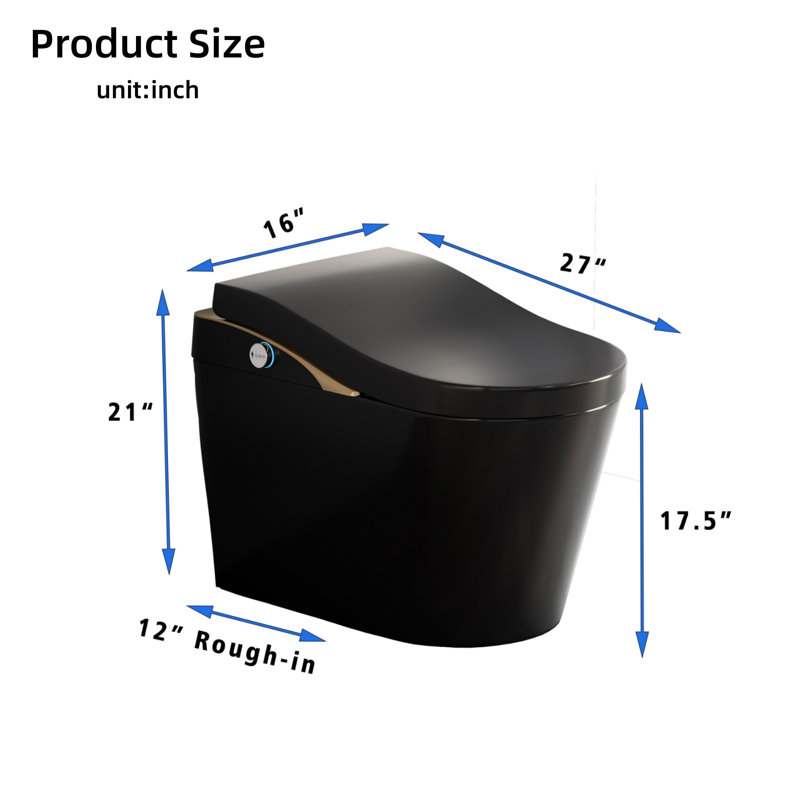 Modern Intelligent Toilet Without Water Tank, With Bidet, Automatic Flushing, Automatic Opening/Closing, Foam Shielding Function, White, Matte Black
