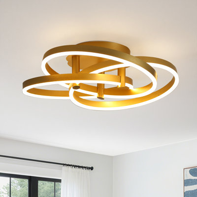 23.6"W 3-Light LED Semi Flush Mount Ceiling Light