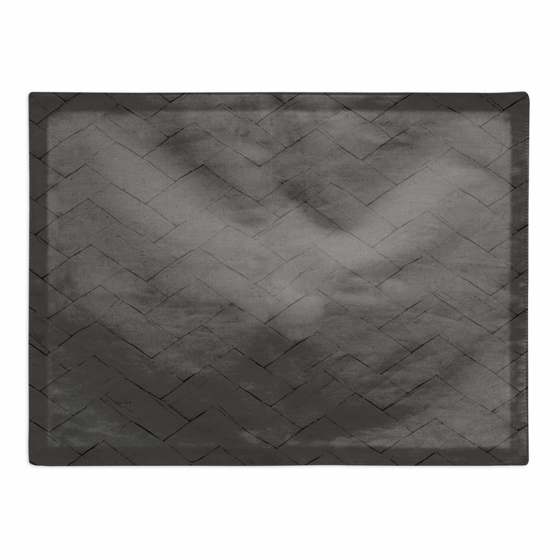 Poly Twill Geometric Rectangle Placemat, Black