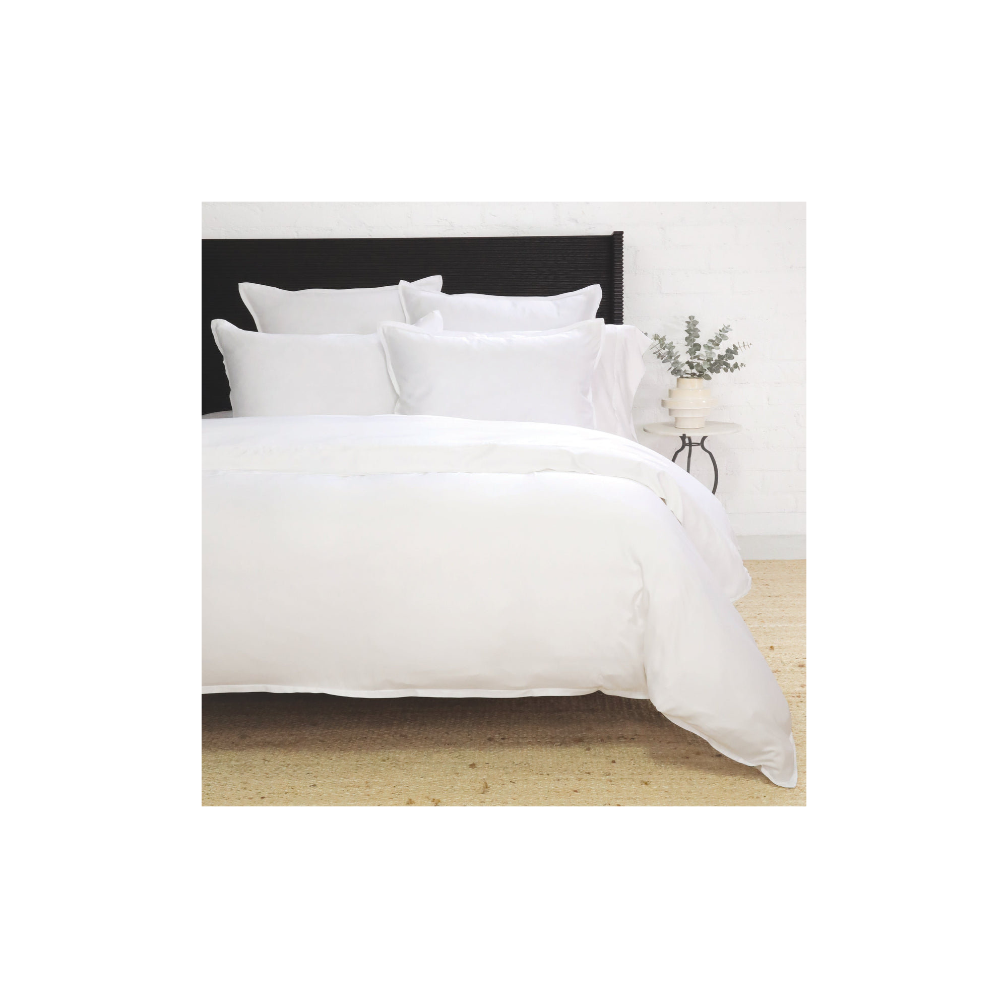 Langston Rayon From Bamboo Duvet Cover Set, White/White, King Duvet Cover + 2 King Shams