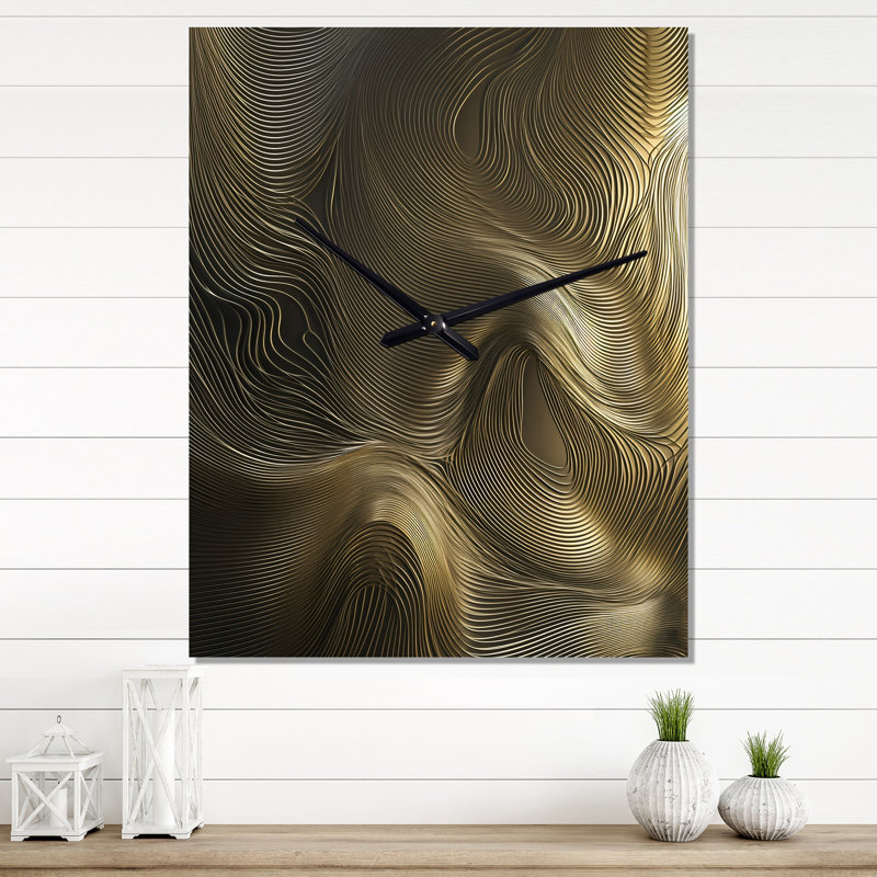 Horloge murale moderne à formes abstraites Smooth Gold, Moyen