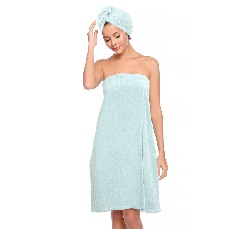 ERINA Cotton Body Bath Wrap Spa Towel Robe & Twist Hair Wrap Towel