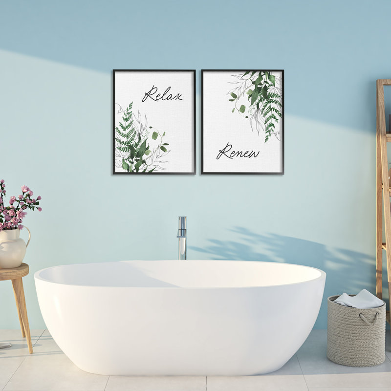 Ensemble de giclées encadrées Relax Renew Botanical Leaves, H 20 po x l 16 po, Giclée encadrée noir minuit