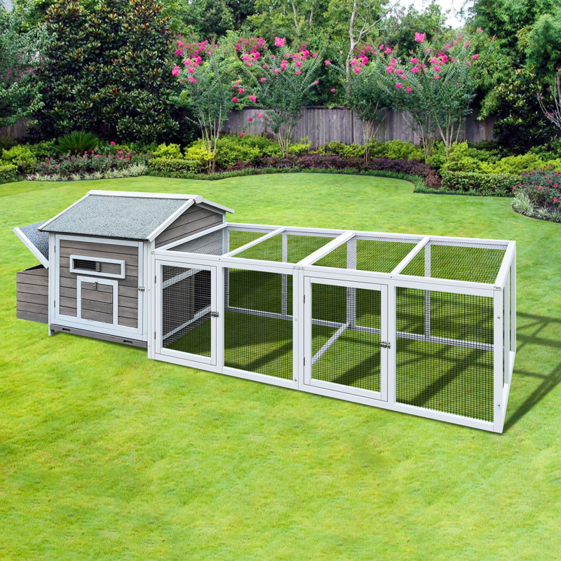 Habitat de poulet en bois avec des portes de gamme et un poulailler extérieur spacieux de 118 po avec dispositif de nidification sécuritaire