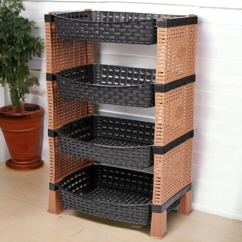 Alexande 41cm W Plastic Storage Rack, Brown/Black