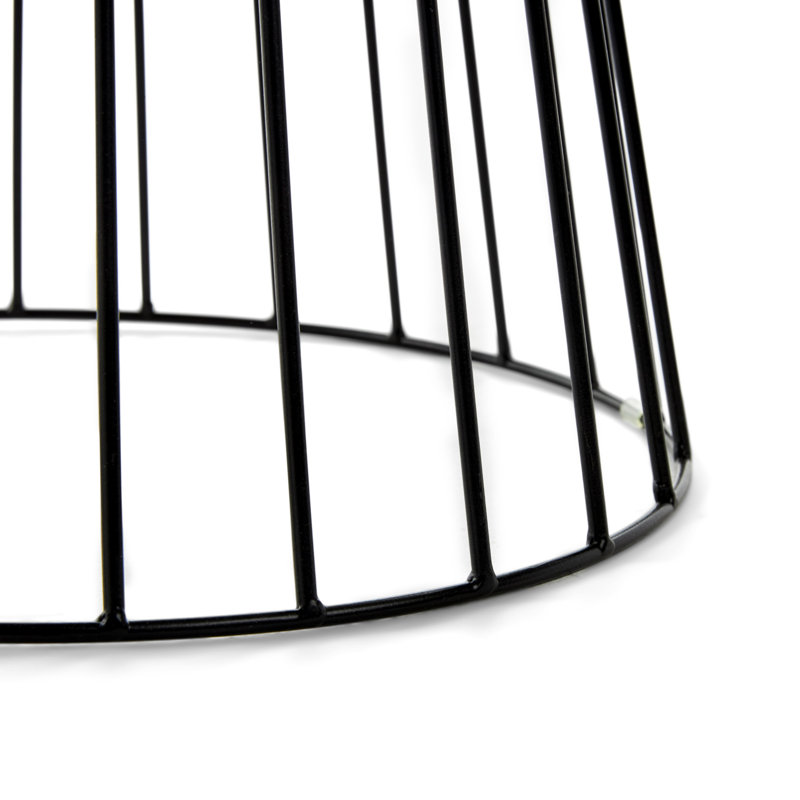 Black Metal Round Geometric Side Table, 17.75"
