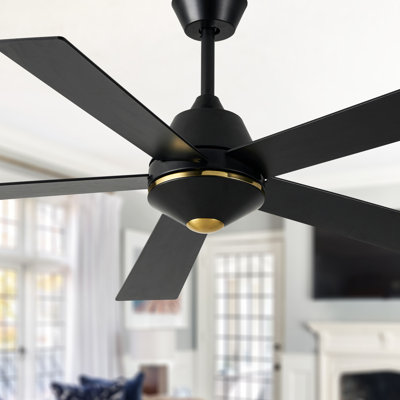 52" 5-Blade Reversible Ceiling Fan With Light And Remote Control, 6-Speed Settings, Quiet DC Motor