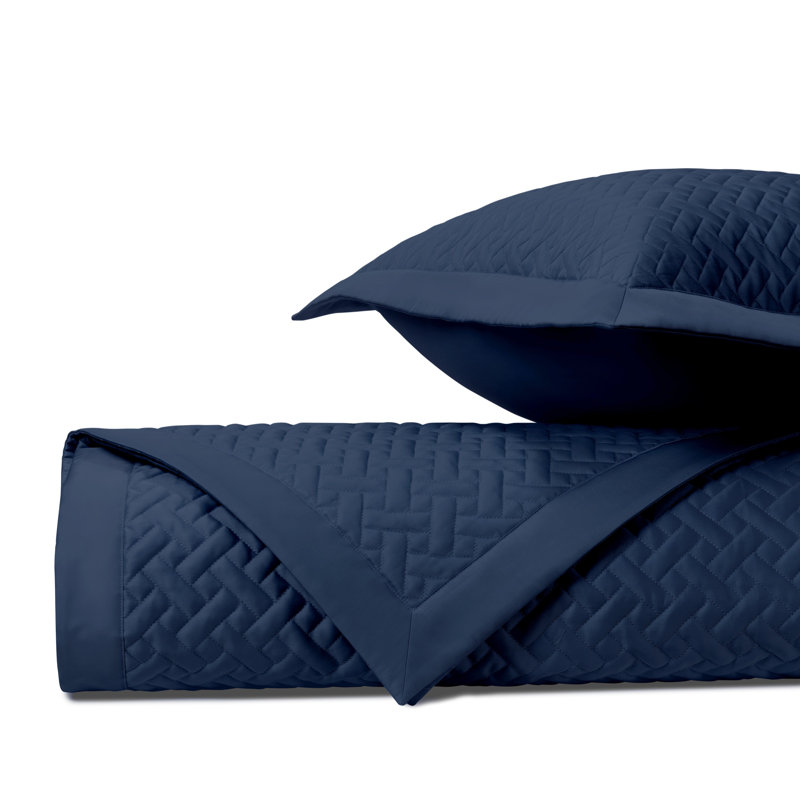 Basketweave RS QLT Quilted Coverlet, King Coverlet, Navy