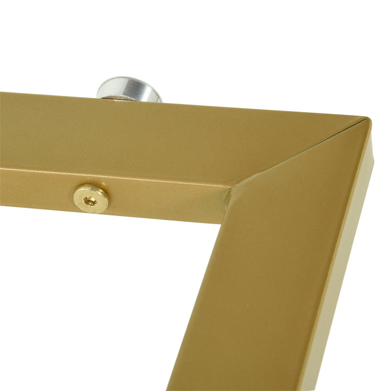 Modern Glass Office Desk with Tempered Glass Top and Metal Frame – Rectangular Writing Computer Desk, Golden