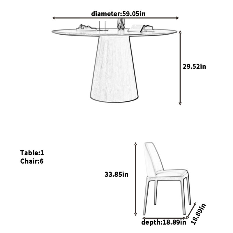 Combinaison de table et de chaises en bois massif rétro, H 29,52 po x L 59,05 po x l 59,05 po