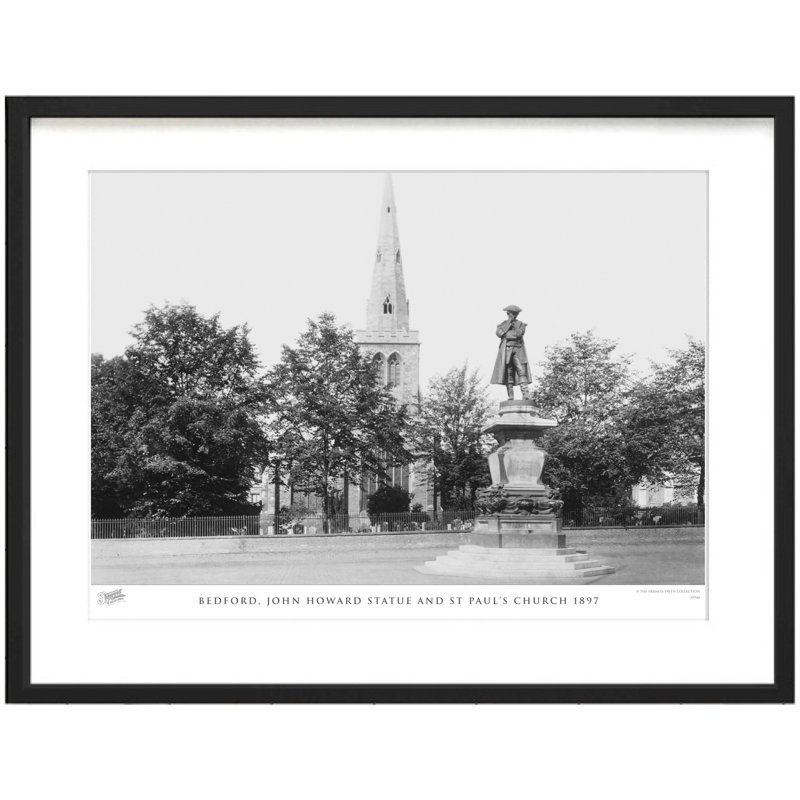 Bedford, John Howard Statue And St Paul - Single Picture Frame Print, 45cm H X 60cm W x 2cm D