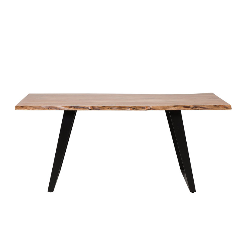 Cierra Acacia Solid Wood Top Metal Base Dining Table, H76 x L200 x W100cm