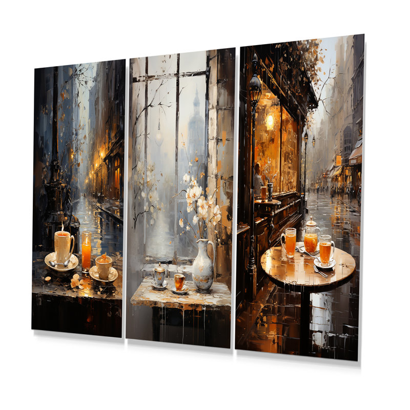 Tea Time In London - Ensemble de 3 impressions sur café et thé, H 28 po x l 36 po
