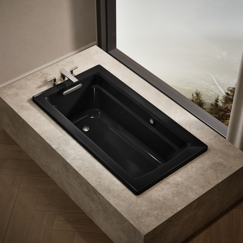 Archer 60" x 32" Soaking Bathtub, Black Black