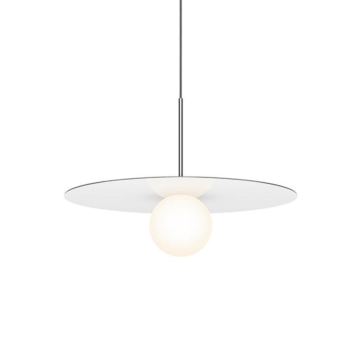 Bola Disc Pendant, White, 15.5" H x 22" W x 22" D