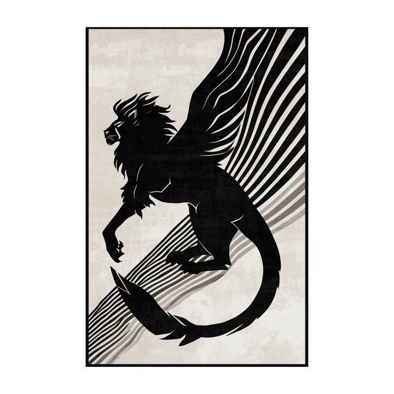 Tapis moderne gris lavable à la machine osckar Manticore - reliure noire, 7 x 9