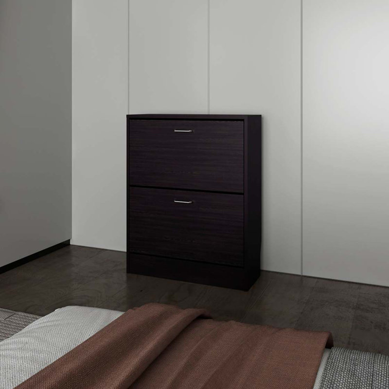 Shoe Cabinet with 2 Tilt-Out Doors, Black