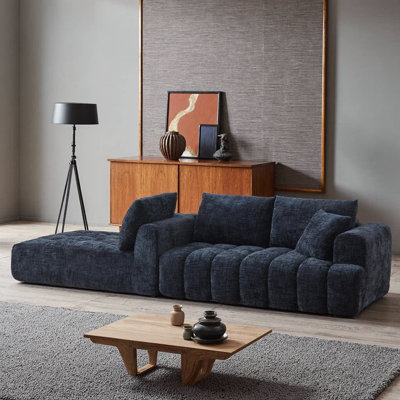 108" Chenille L-Shape Luxury Sectional Oversized Sofa | Minimalist Sleeper Couch with Pocket Spring Support | No-Assembly Cloud Sectional for Living Room, Apartment, or Reception Space