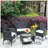 4 PC Rattan Patio Furniture Set Outdoor Patio Cushioned Seat Wicker Sofa-925931326