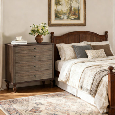 4-Drawer Chest with Solid Wood Foot