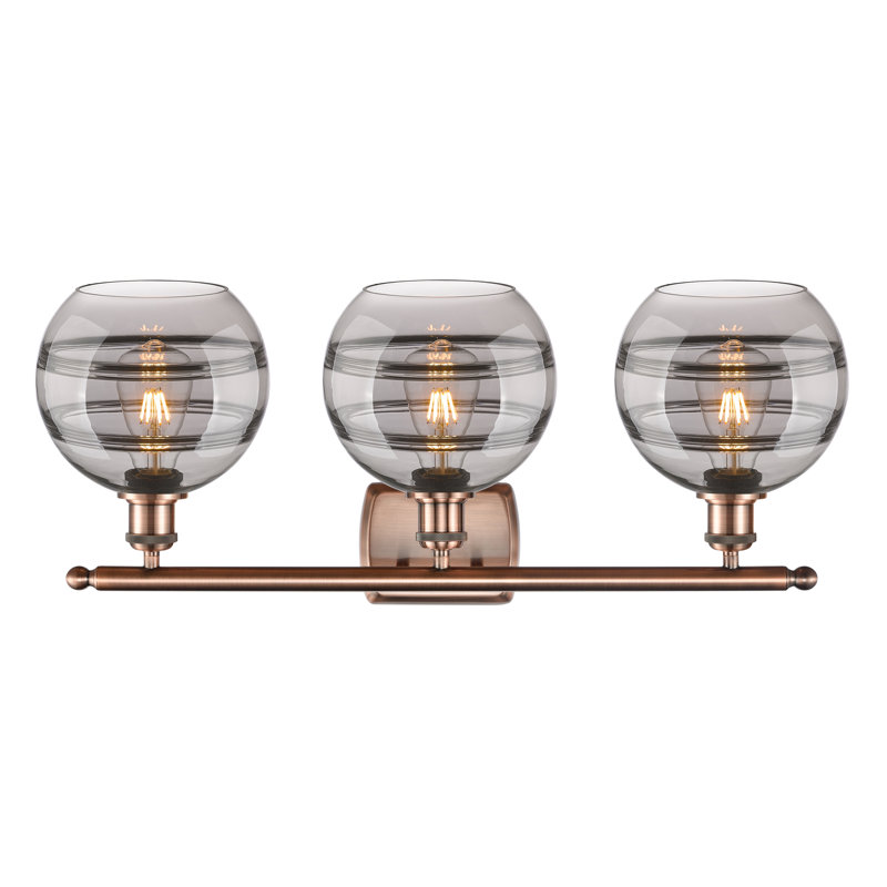 Natick 3 - Light Dimmable Vanity Light, Antique Copper, Light Smoke