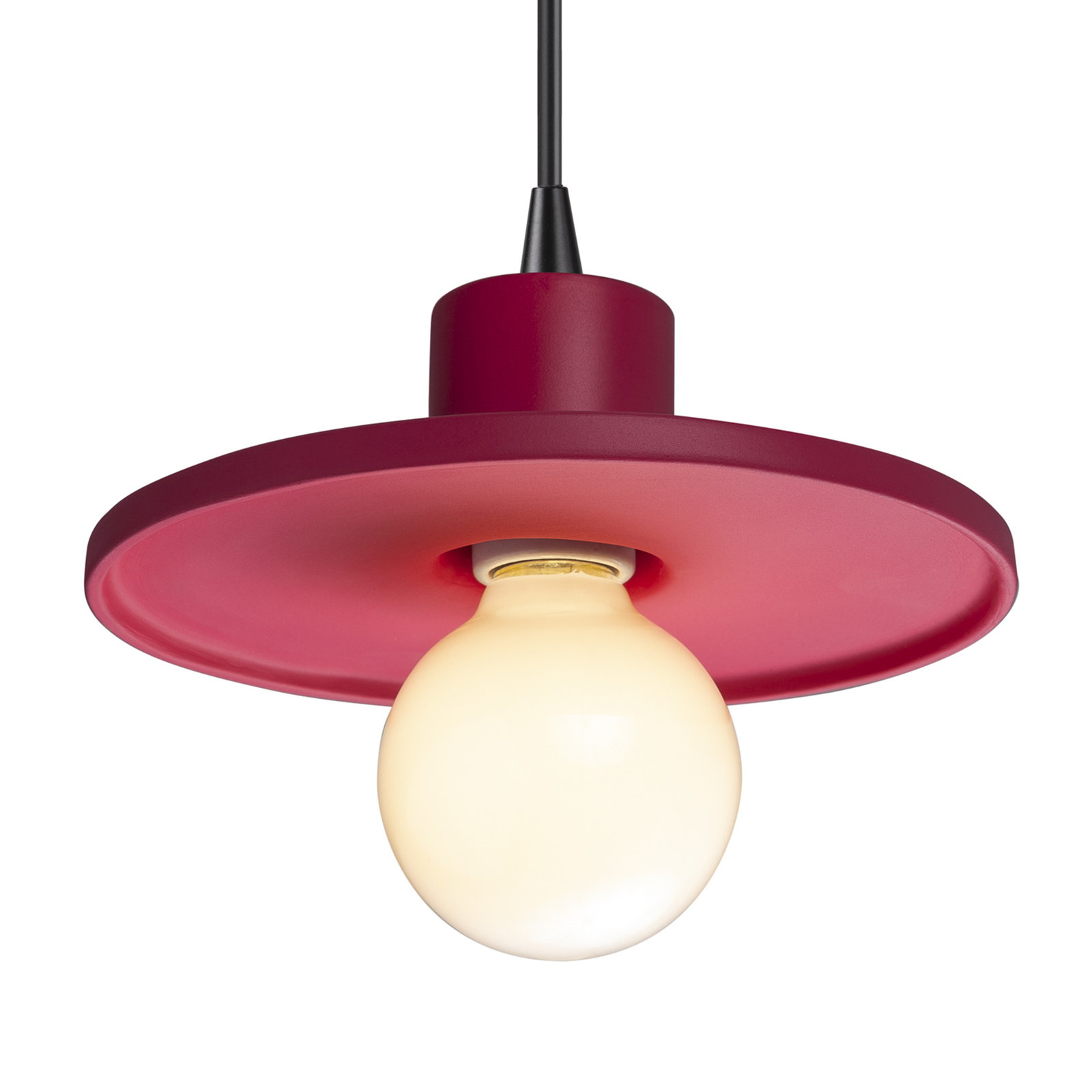 Marlena Single Pendant, Cerise, Matte Black