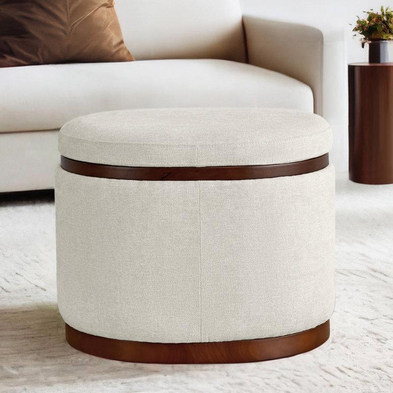 Repose-pieds rembourré avec rangement Figuaro, Beige