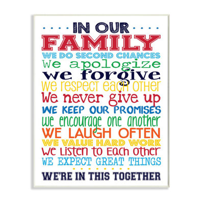 Plaque murale typographique Gupton In Our Family Rainbow