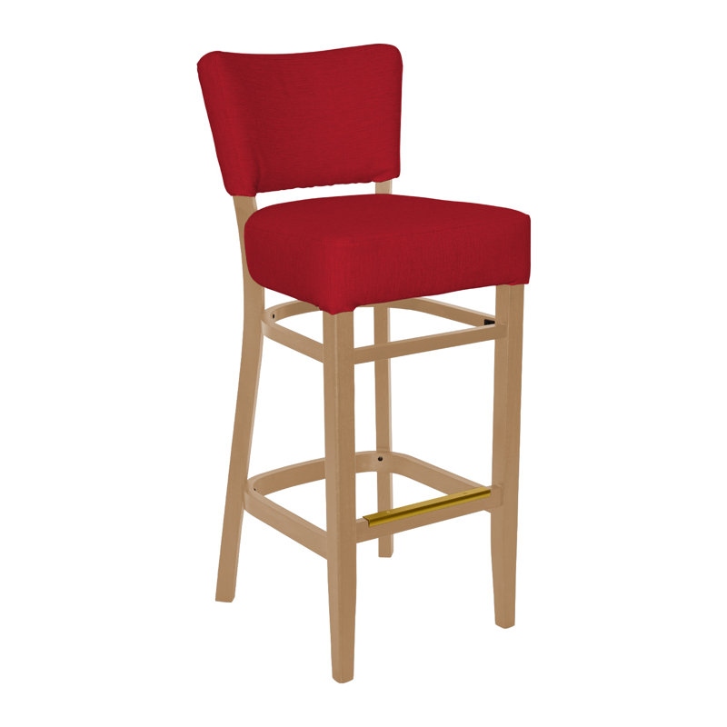 Tabouret de bar Madison, Bois naturel, Rouge