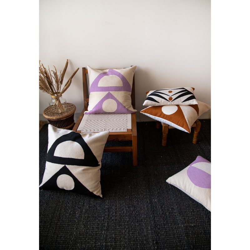 Zaza Wool Square Pillow Cover, Black/White
