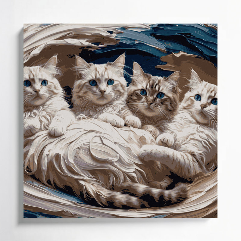 Cats Ragdoll, art mural sur toile grise, H 16 po x l 16 po
