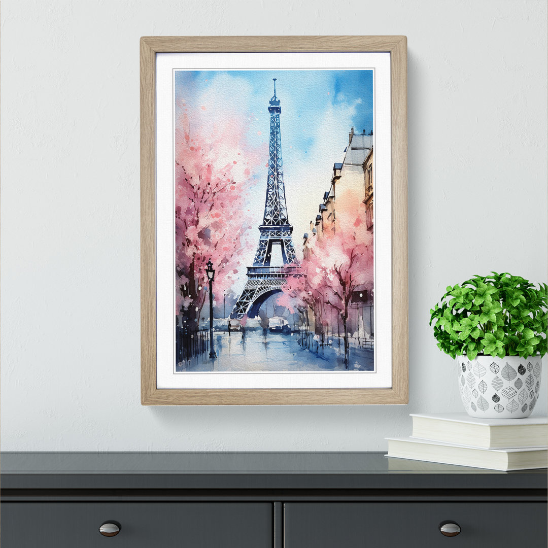 Eiffel Tower Tachisme Art - Framed Print