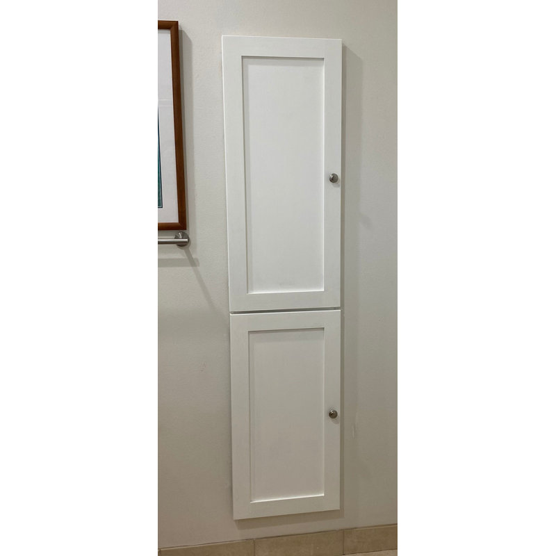 Frontline Shaker Recessed Frameless 2 Door Medicine Cabinet with Adjustable Shelves, Primed, 44" H x 14" W x 3.5" D