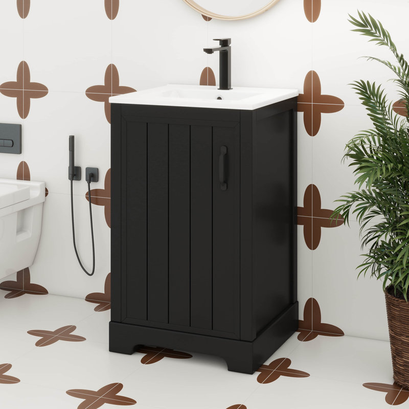 20" Bathroom Vanity With Sink, Free Standing Single Basin Bathroom Vanity With 2-Tier Storage Rack And Adjustable Shelve