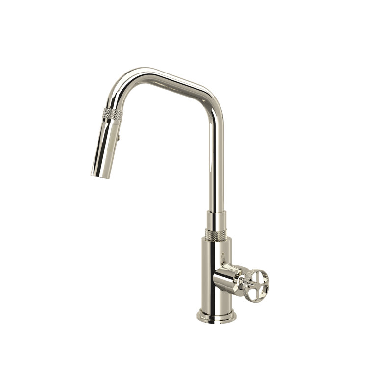 Campo™ Pull-Down Single Handle Kitchen Faucet, Polished Nickel, Wheel
