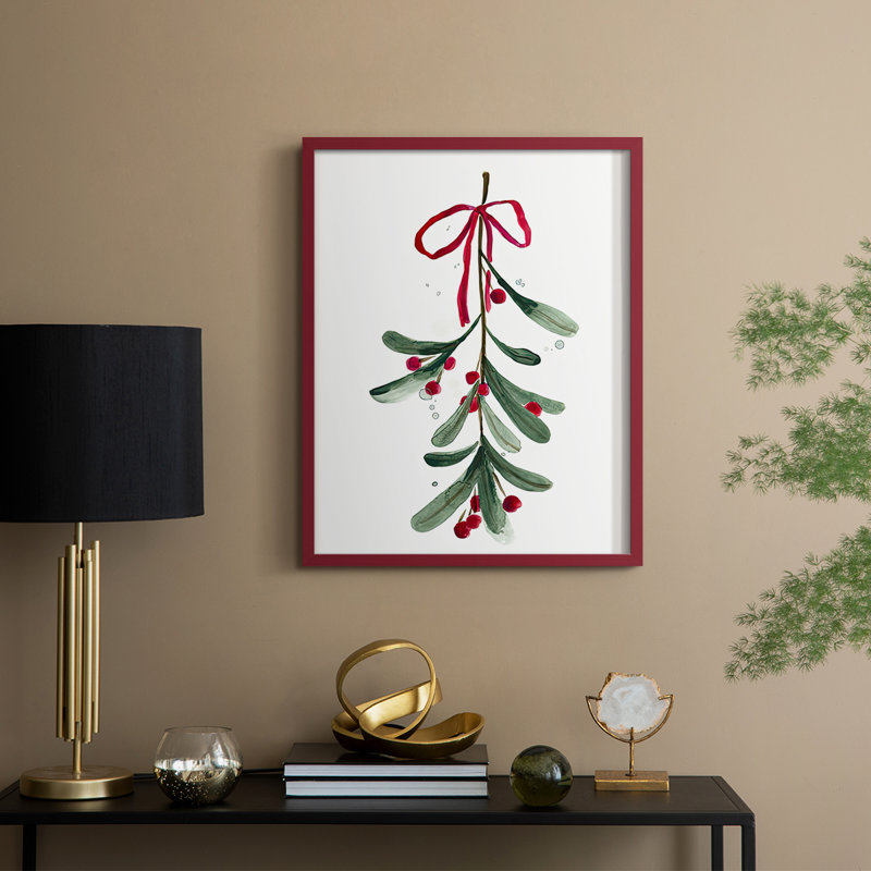 «Warm Winter Wishes V», reproduction encadrée en bois massif, H 11 po x l 9 po, Rouge