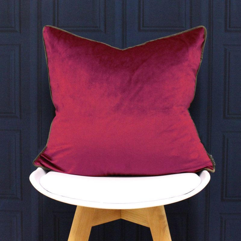 Oliver Square Throw, Pillow Cover Only - No Insert, Cranberry/Mocha