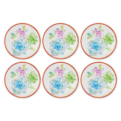 6-Piece Sweet Succulents 9" Melamine Plate