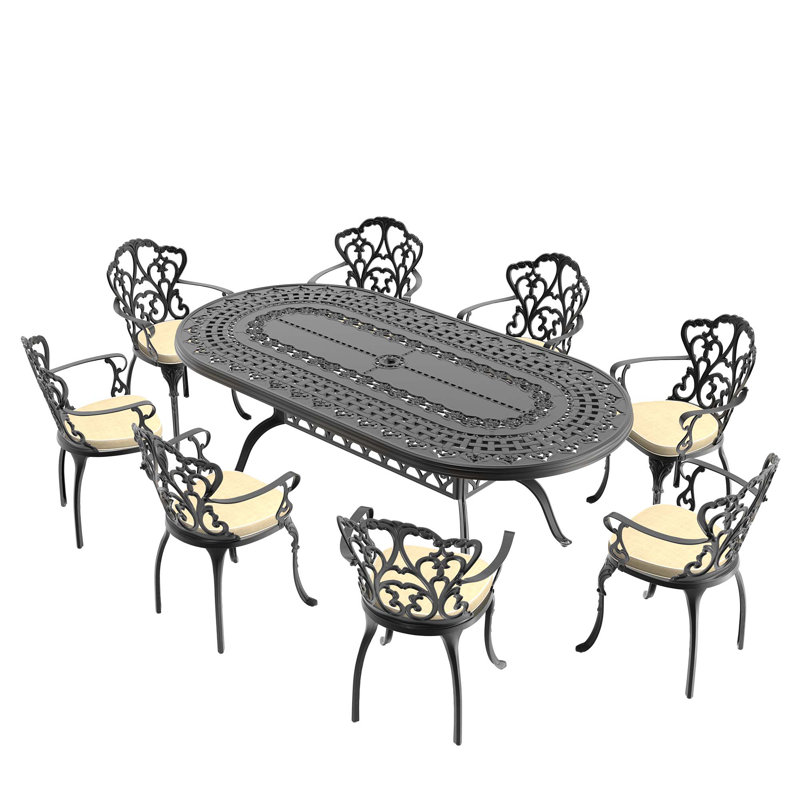 Ensemble de meubles de patio en aluminium moulé avec coussins Light Luxury Elegance, 8