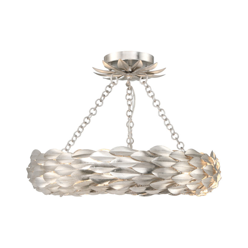 6 - Light Dimmable Wagon Wheel Chandelier, Antique Silver
