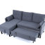 Chaise longue réversible en L gris foncé avec rangement, 3 places, coton pour bureau et appartement, décor idéal