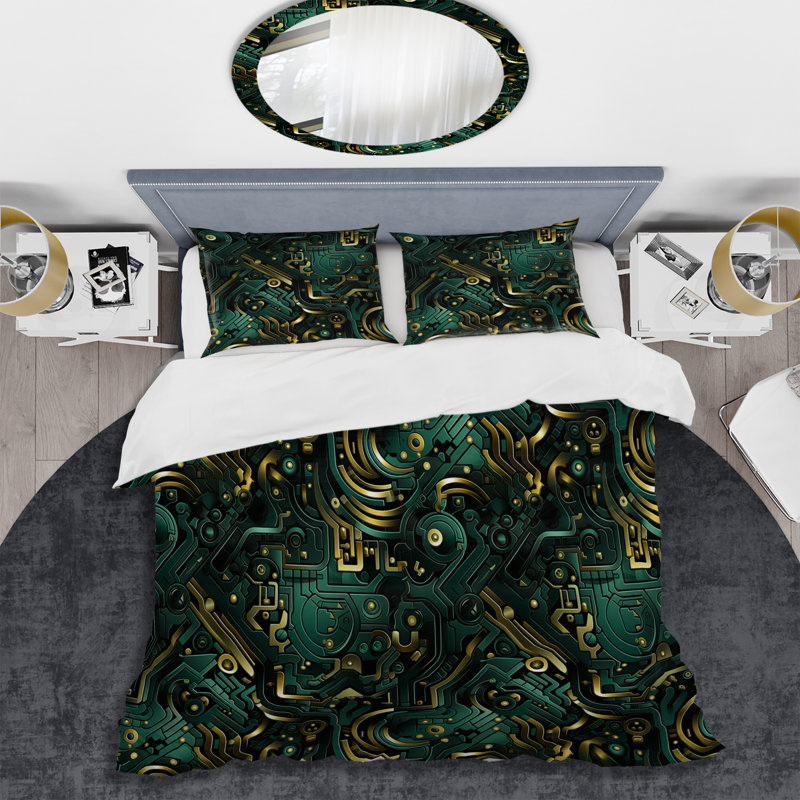 Literie Green Techno Fusion Maze I, Housse de couette simple + 1 taie décorative stan