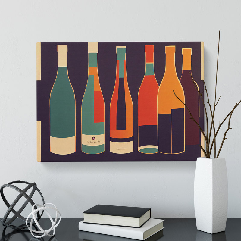 Retro Wine Bottle Art Vol.4 - Wrapped Canvas, 50cm H x 76cm W x 3cm D
