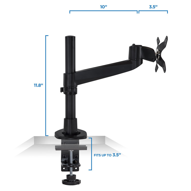 Mount-It Full Motion Adjustable Single Computer Monitor Desk Clamp Mount Up to 32" | Black